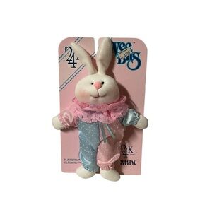 Vintage 24k Special Effects Wee Bits Bunny Plush 1987 Easter Rabbit Pink Lace 8”